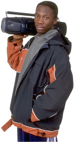man with boom box